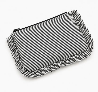 Embroidered Ruffle Pouch