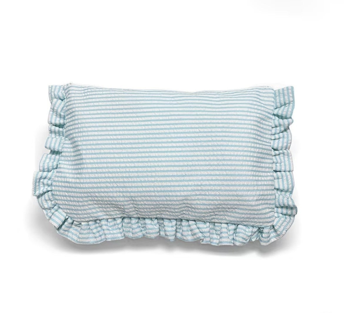 Embroidered Ruffle Pouch