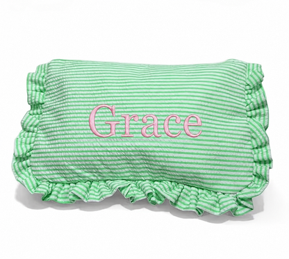 Embroidered Ruffle Pouch