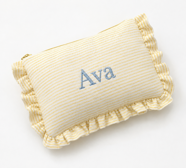 Embroidered Ruffle Pouch