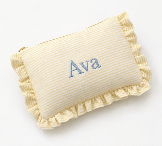 Embroidered Ruffle Pouch - Ready Set Travel