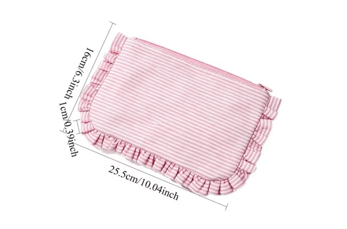 Embroidered Ruffle Pouch