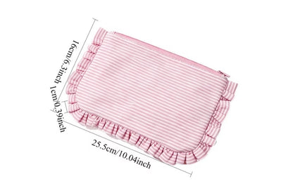Embroidered Ruffle Pouch