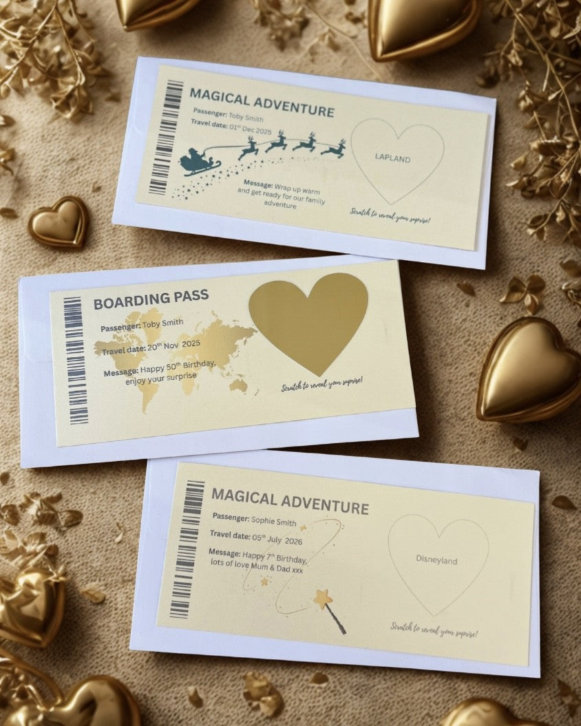Surprise scratch off Boarding Pass Gift - Ready Set Travel